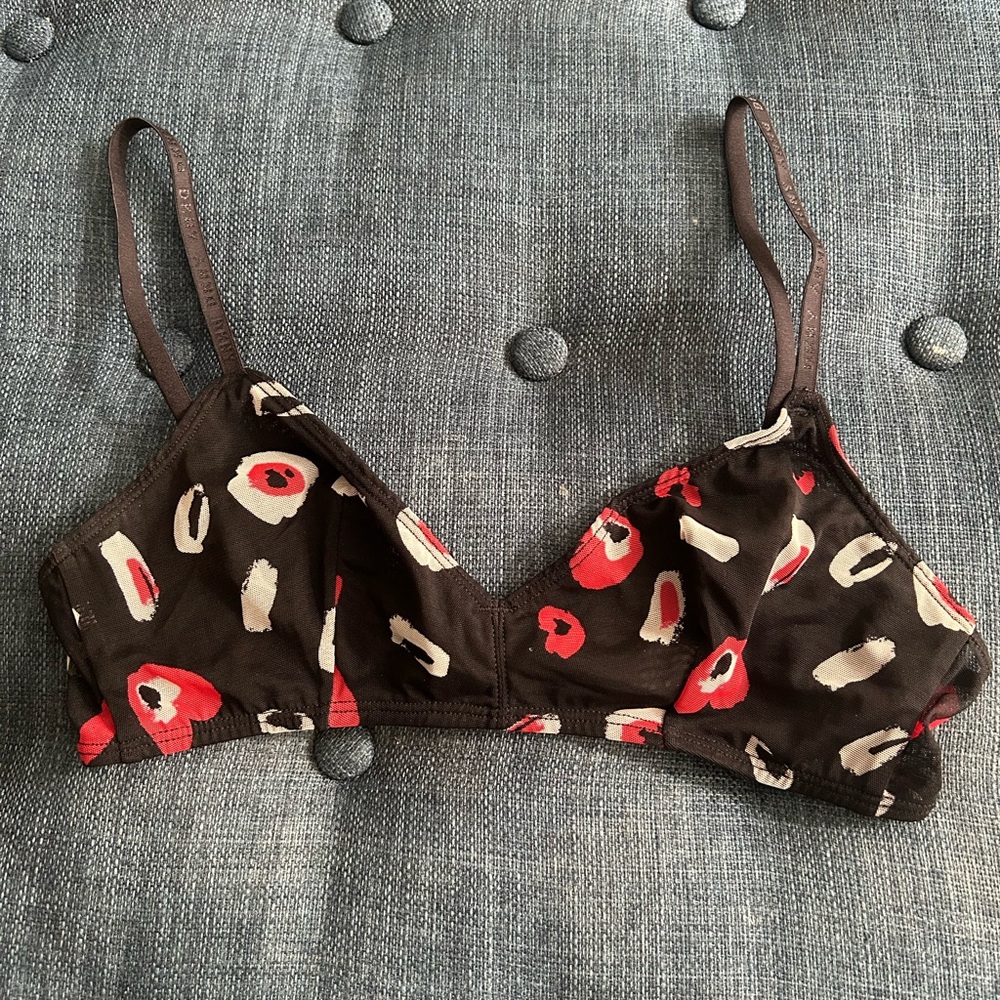 DKNY Black and Red Patterned Bra